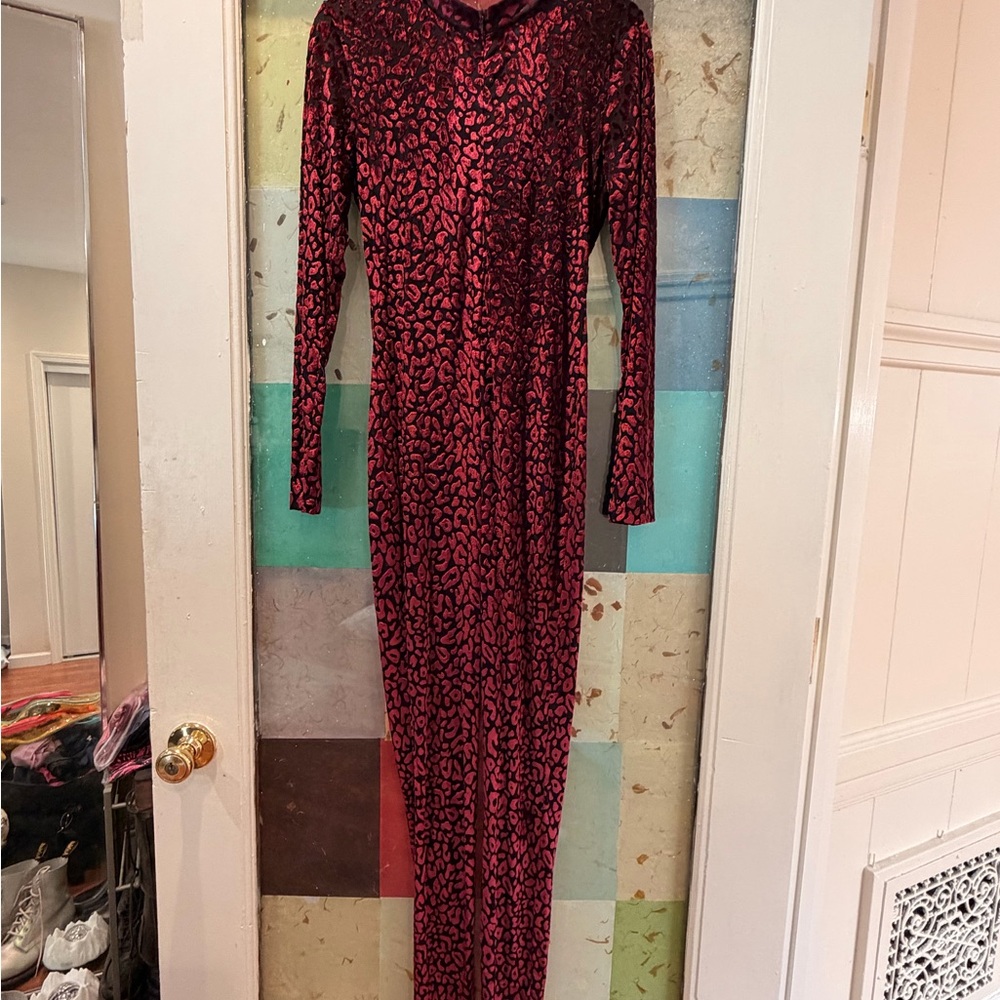 Spirithoods Red Leopard Print Long Sleeve velvet onesie